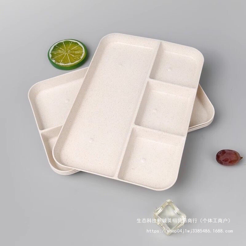 Disposable Barbecue Plate with Four Compartments for Skewers, Barbecue Sauce, Square Hard Dipping Sauce Plate, Small Condiment Plate with Vinegar Dish
