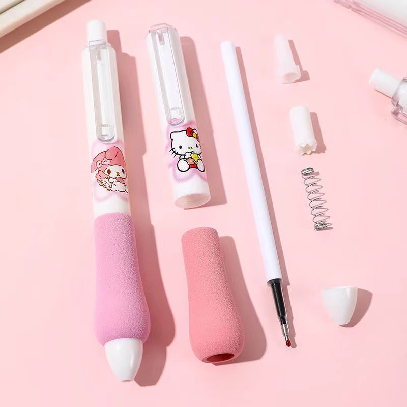 Sanrio bolígrafo de presión de funda de esponja de alto valor estudiante 0.5 bolígrafo de góner lindo de secado rápido ST bolígrafo de agua negra al por mayor