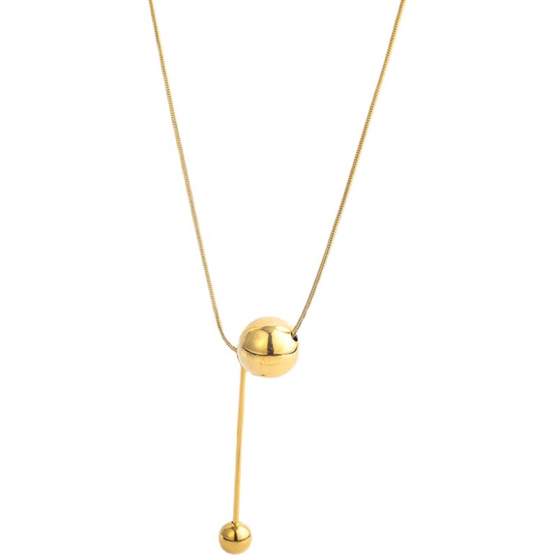 Runde Halskette aus goldenem Titanstahl, neues Modell 2024, leichte Luxus-Schlüsselbeinkette für Damen mit Wunscherfüllungs-Design_voghion.com