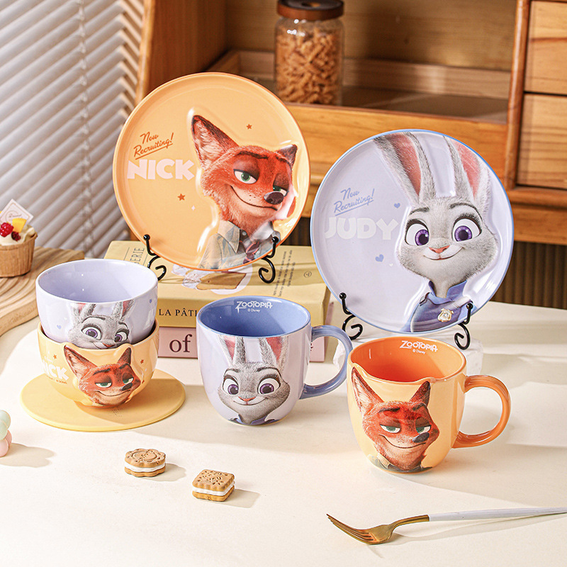 Disney/Disney Officially Licensed Nick's Dream Rice Bowl Cute Ceramic Mug Tableware Dinner Plate Set Disney/Disney Officially Licensed Nick's Dream Rice Bowl Cute Ceramic Mug Tableware Dinner Plate Set