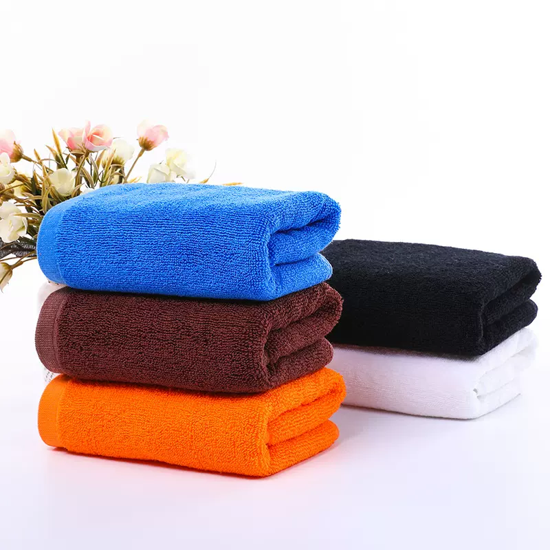 纯棉酒店素色毛巾吸水不易掉毛美容院火疗巾批发定制刺绣LOGO毛巾