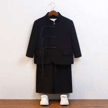 儿童新中式唐装春款男童国潮复古汉服套装男孩中国风演出服中山装