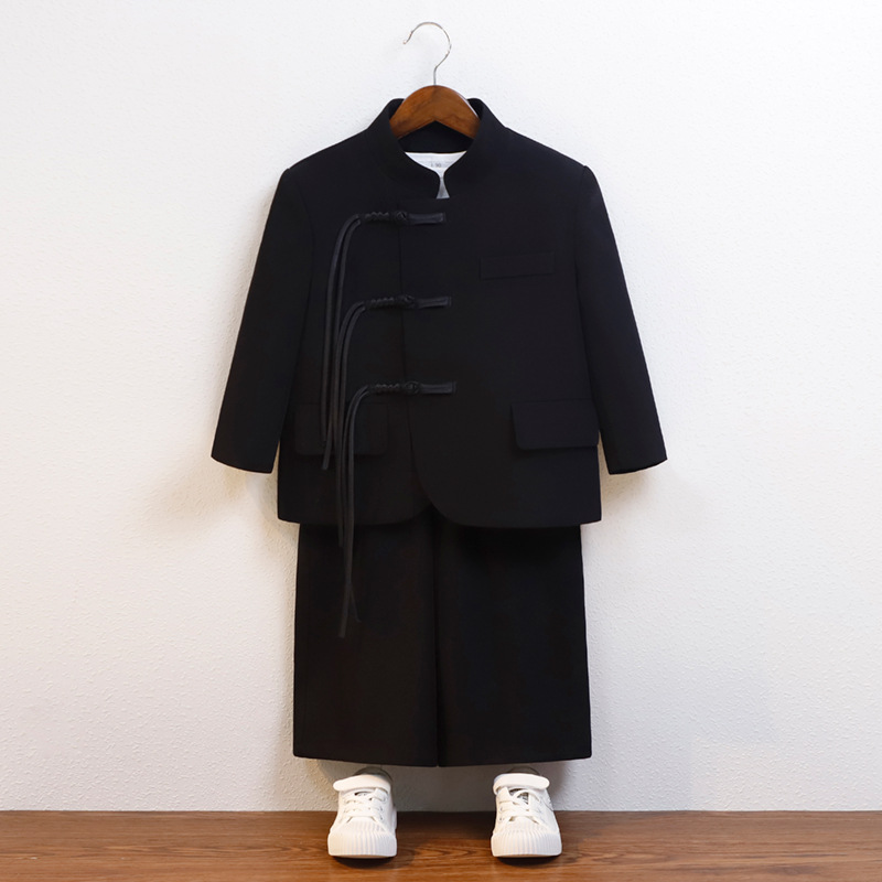 Children's new Chinese style Tang suit spring boys National fashion retro Hanfu suit boys Chinese style performance clothes Zhongshan suit