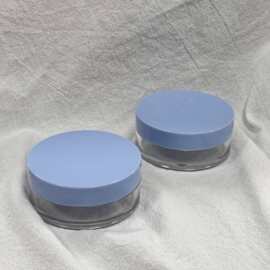 新款蓝盖圆散粉盒带弹力网散粉盒ins风化妆品包材源头厂可印logo