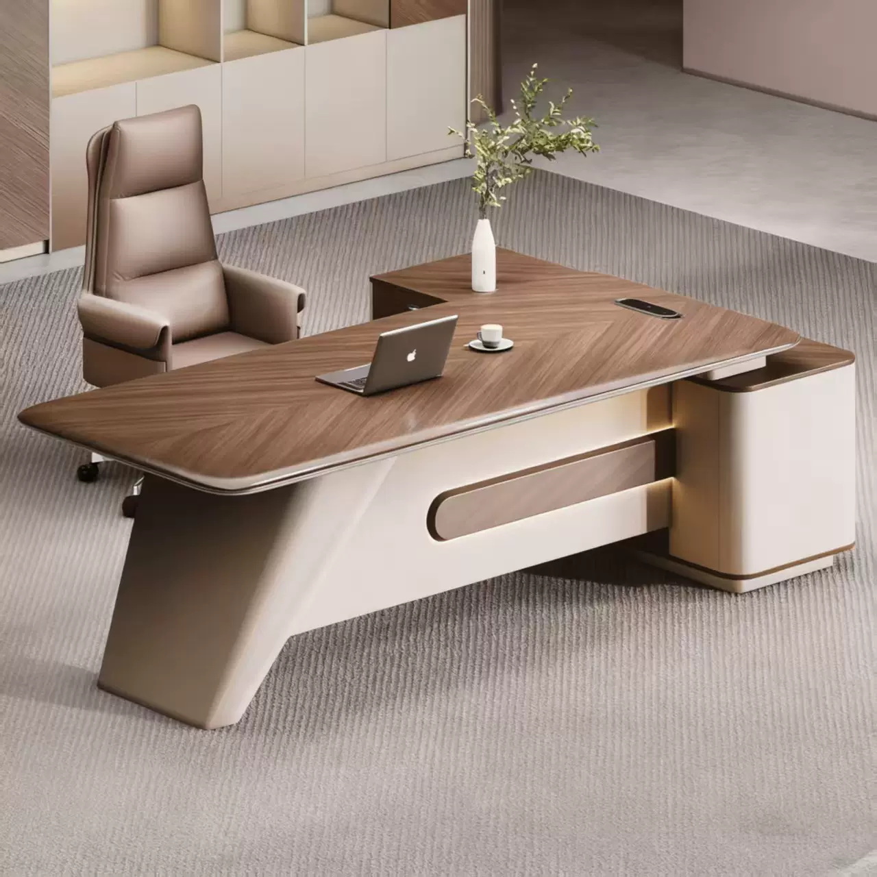 轻奢办公室办公桌椅组合一整套老板桌总裁桌豪华高挡大班台电脑桌