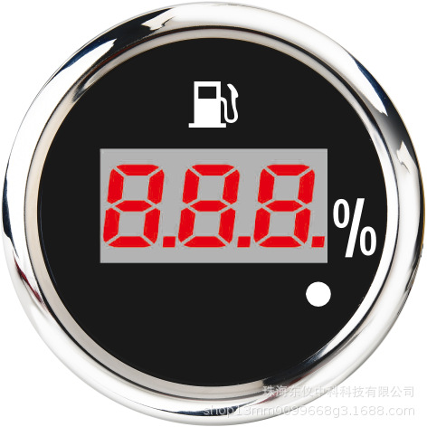CXIN 52mm Digital Oil Level Meter 240-33 Ohm 0-190 Ohm Red Backlight (automobile instrument) - black-background-silver-edge-0-190o