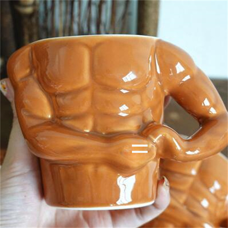Men's Cup Muscle Cup Ceramic Mug Creative Personality Cup Coffee Cup Ceramic Cup Men's Large Capacity Cup_voghion.com