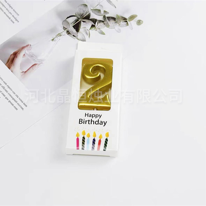 金メッキデジタルキャンドル誕生日パーティーケーキ装飾金銀色輝く時空0-9デジタルキャンドルボックス