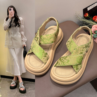 Women's Platform Sandals for Outer Wear 2024 Summer New Korean Style Floral Fashion Casual Sports Roman Beach Women's Shoes