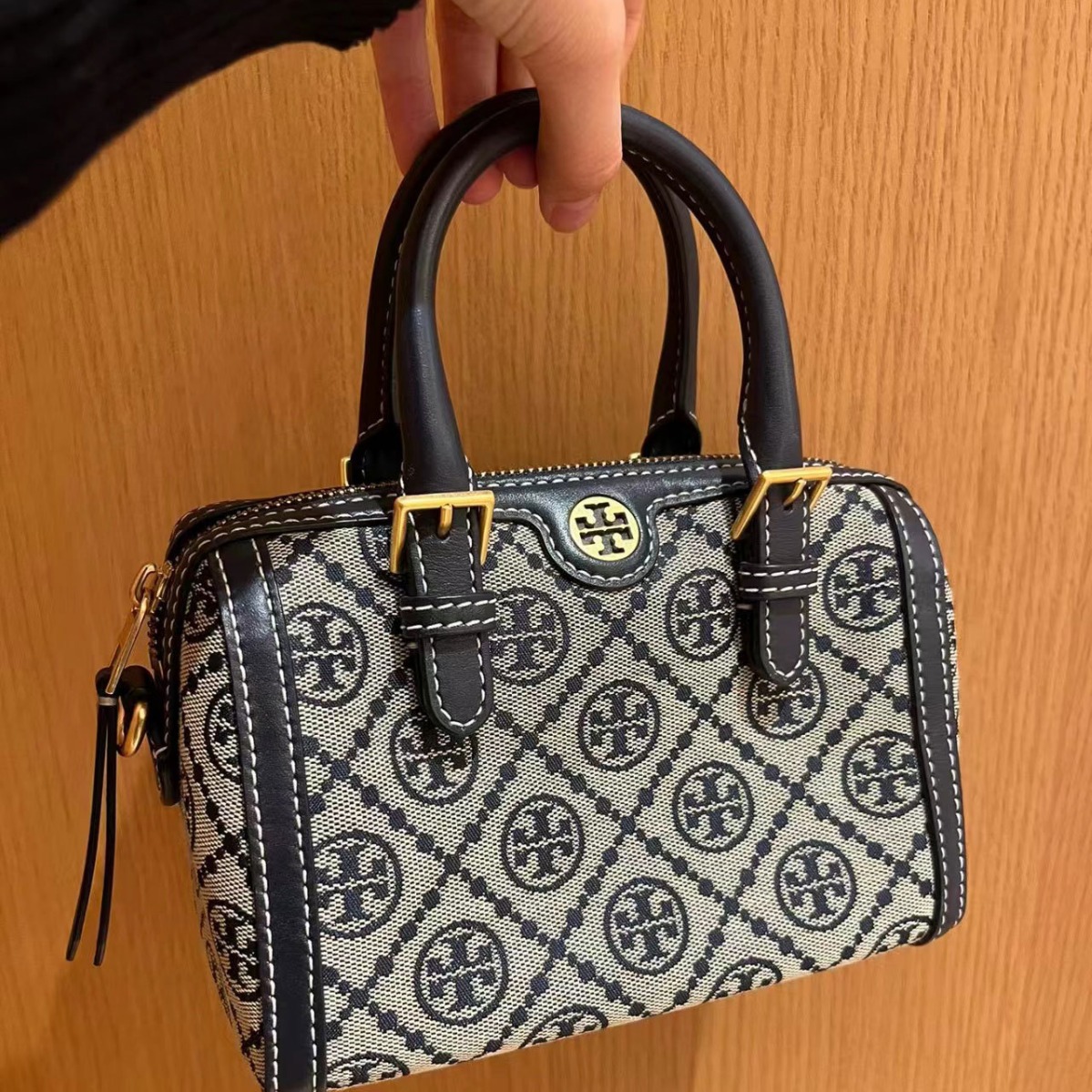 TB Spring New Boston Blue-Brown Print Canvas Mini Pillow Handbag Versatile Crossbody Bag for Women - Thumbnail 2