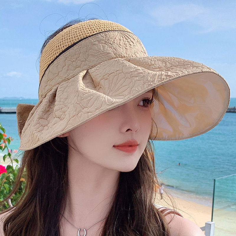 Women's Sun Visor Hat Stylish Travel Beach Sun Protection Hat_voghion.com