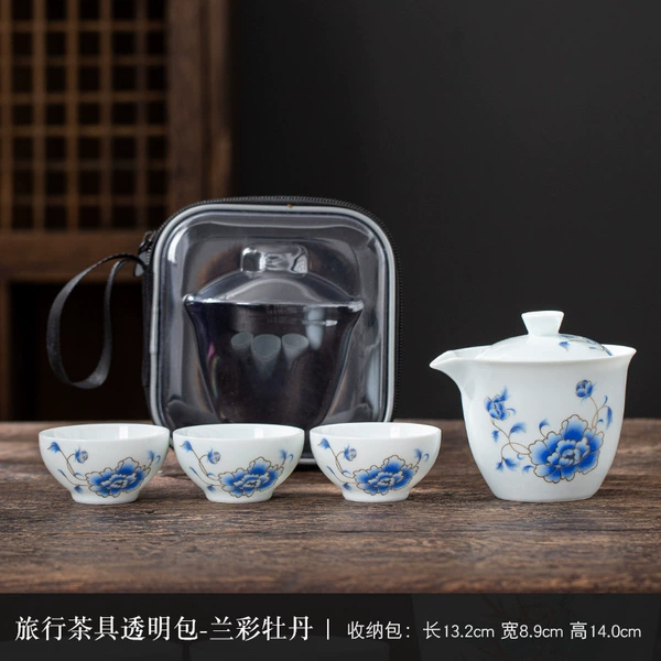 Travel tea set transparent bag-Lancai Peony