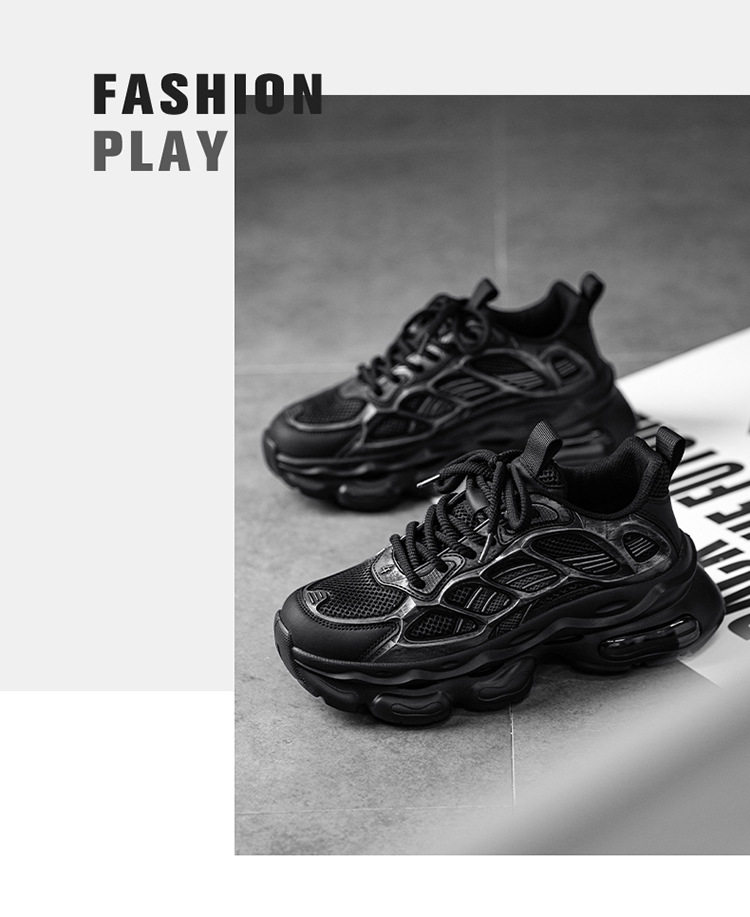 Giày sneaker nam cổ thấp buộc dây đế dày bọc da phong cách thời trang, giày thể thao tăng chiều cao — Cà phê ZS-F 8965m, ZS-F8965 Xingka, ZS-F8965 màu đen chi tiết 17