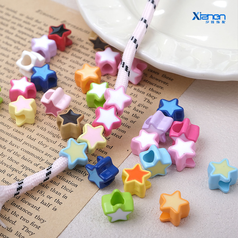 Large Hole Painted Oil Star Perforated Beads Acrylic Bag Pendant Accessories Phone Chain DIY Jewelry Parts Large Hole Painted Oil Star Perforated Beads Acrylic Bag Pendant Accessories Phone Chain DIY Jewelry Parts