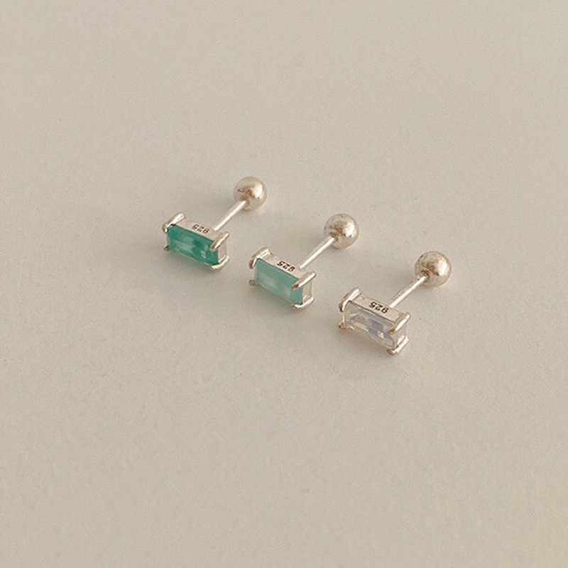 1 Pair Simple Style Square Sterling Silver Plating Inlay Zircon Ear Studs display picture 1