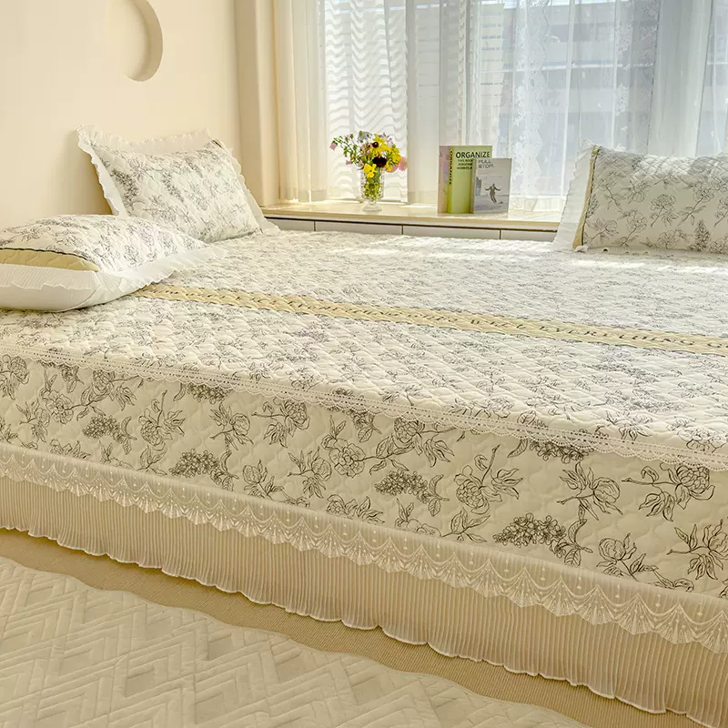 全棉防滑榻榻米垫子炕盖四季通用纯棉夹棉绗缝炕垫加厚床盖三件套