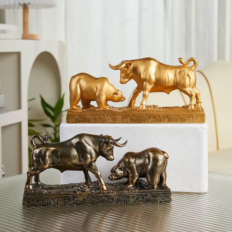 招财金牛摆件牛熊大战旺市客厅电视柜办公室装饰品开业乔迁礼品