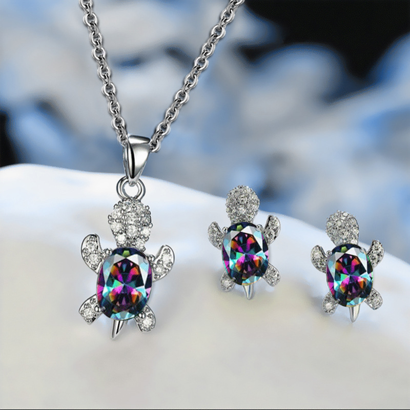 Yunjin europeo y americano Venta caliente moda nicho diseño tortuga pendientes collar traje animal femenino serie joyería al por mayor