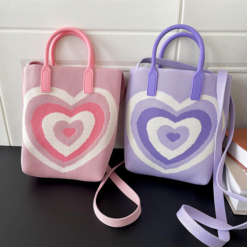 Bolso femenino nicho diseño chica amor bolso de hombro de punto bolso crossbody fuera de la calle jugar estudiante chaleco bolsa