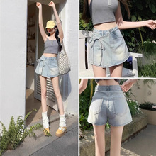 假两件带内衬牛仔短裤女夏a字包臀高腰牛仔裙裤短裤半身裙女牛仔
