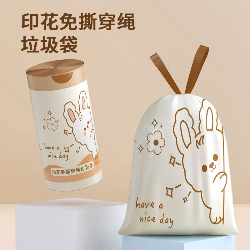 Бытовая ручная утолщенная веревка мешок для мусора Черный большой размер кухня Автоматическая уборка пластиковый пакет для очистки