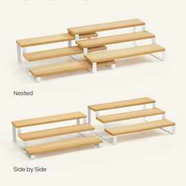 跨境实木置物架可扩展伸缩架浴室金属木制阶梯收纳架厨房整理架