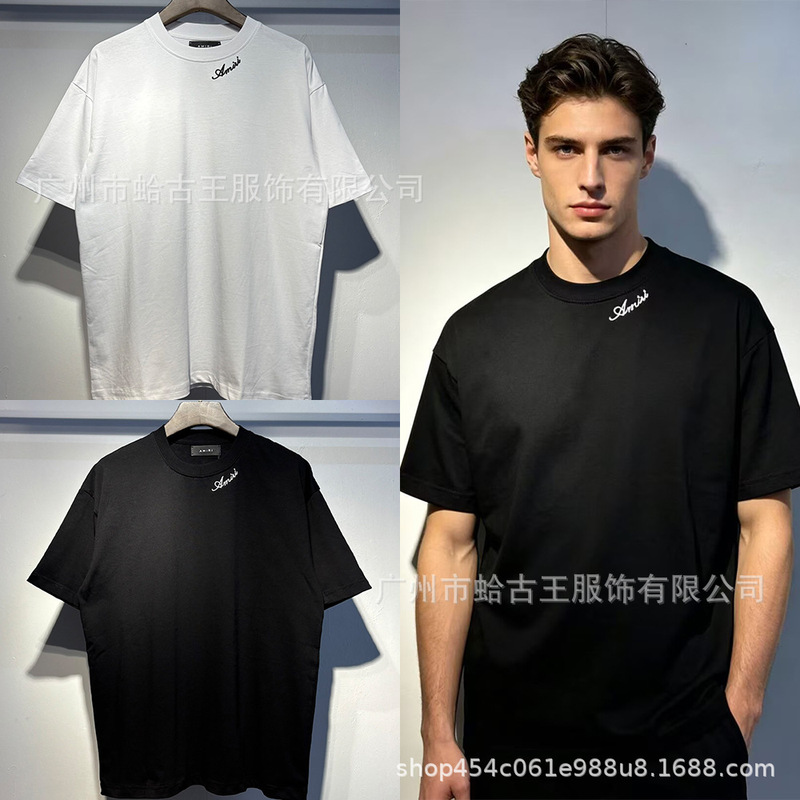 Dropshipping American High Street Style Amiri Letter Print High-Weight Double Yarn Cotton Unisex Loose Short-Sleeve T-Shirt Dropshipping American High Street Style Amiri Letter Print High-Weight Double Yarn Cotton Unisex Loose Short-Sleeve T-Shirt