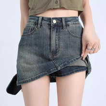 美式复古牛仔短裙女夏季显瘦性感辣妹紧身包臀裙裤短款高腰半身裙