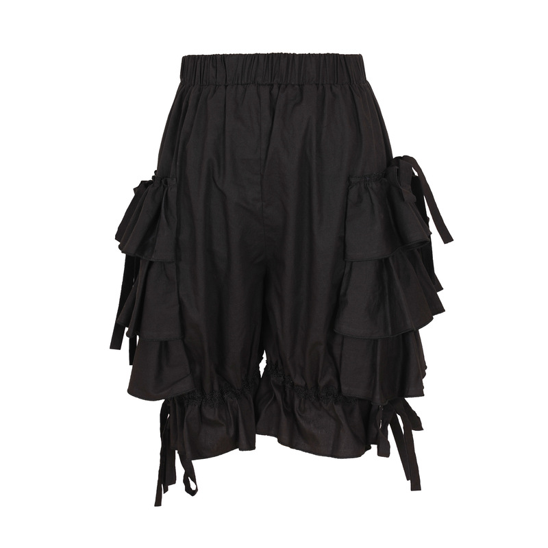 Lolita cos casual shorts women's summer bloomers children's Japanese lotus leaf lace high waist outer wear elastic pants Lolita cos casual shorts women's summer bloomers children's Japanese lotus leaf lace high waist outer wear elastic pants