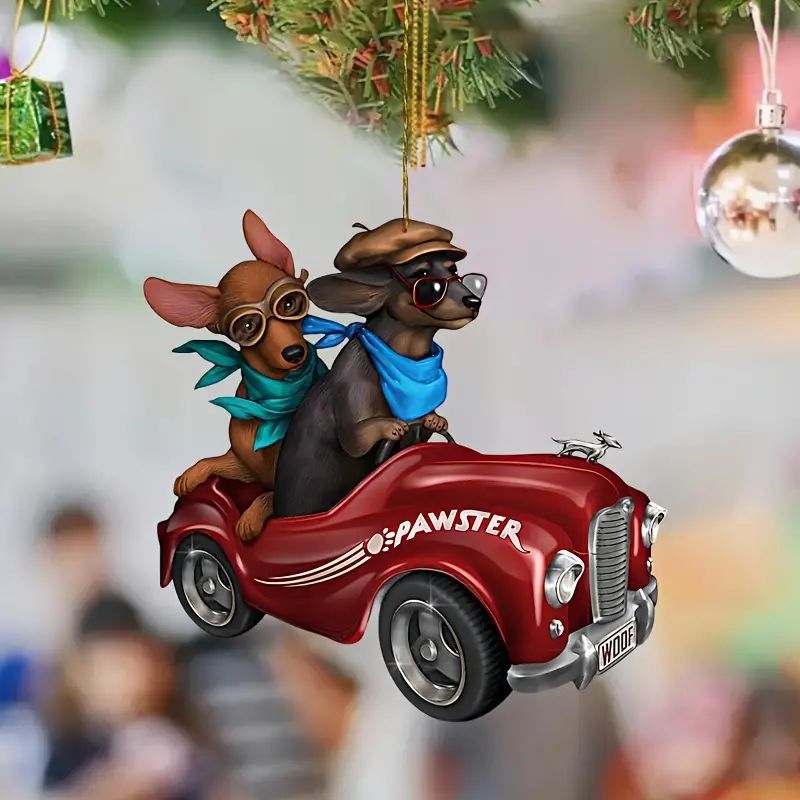 2D nuevos productos cool conducir perro hermano acrílico fiestas colgante plano transfronterizo colgante mochila colgante