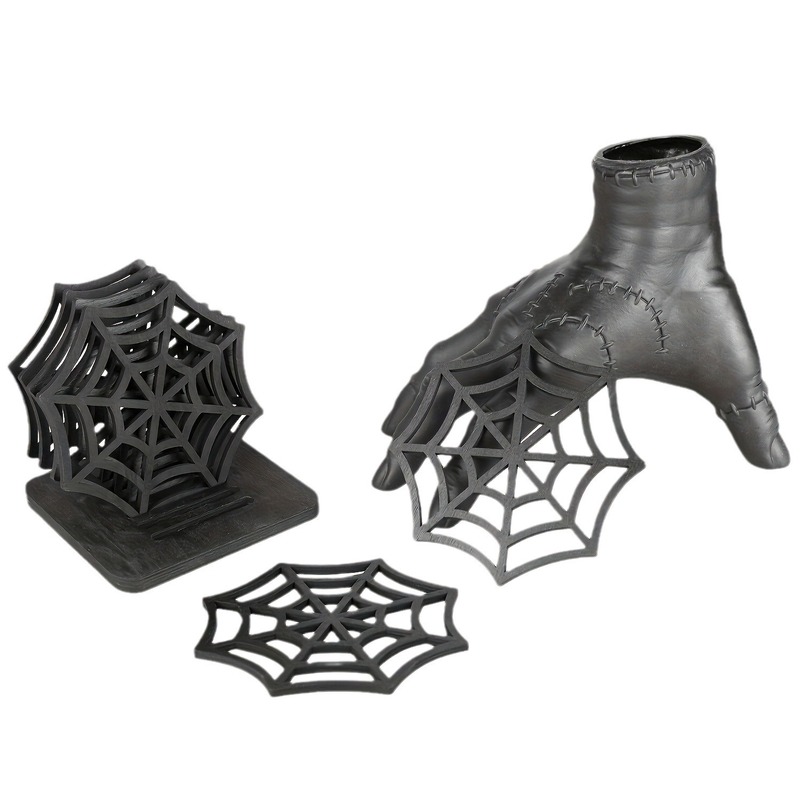 2024越境ハロウィーン蜘蛛の巣コースターフェルト布断熱マットパーティー装飾道具家庭用透かし彫りコースター|undefined