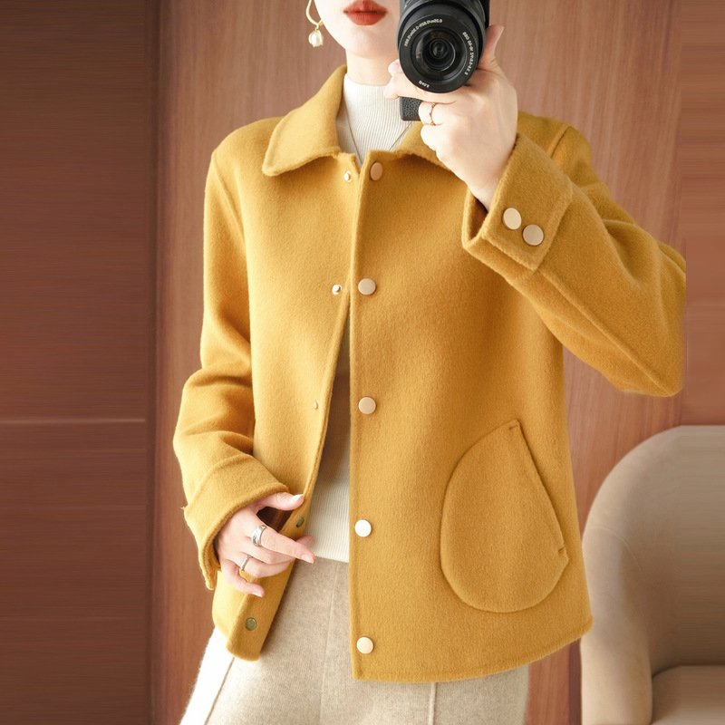 Autumn and winter women's short wool coat, double-faced, loose fit, plus size, cashmere blend, short style, Chanel-inspired Autumn and winter women's short wool coat, double-faced, loose fit, plus size, cashmere blend, short style, Chanel-inspired