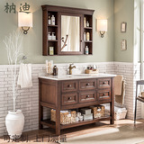 Американский стиль сплошной деревянный пол -тип шкаф для ванной комнаты для умывальника из ванной комнаты ванная комната для ванной комнаты туалет туалет, раковина, зеркальное шкаф