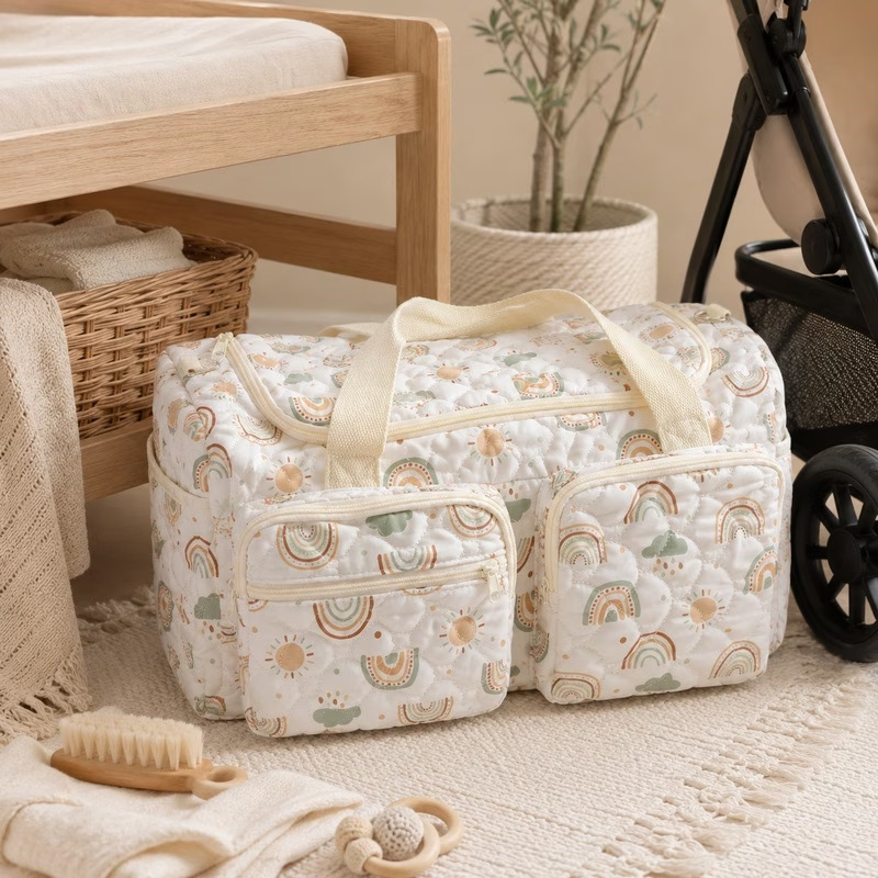 Korean Style Quilted Mommy Travel Bag Short-Distance Lightweight Large-Capacity Luggage Bag Portable Shoulder Bag Casual Mother and Baby Bag Trendy Korean Style Quilted Mommy Travel Bag Short-Distance Lightweight Large-Capacity Luggage Bag Portable Shoulder Bag Casual Mother and Baby Bag Trendy