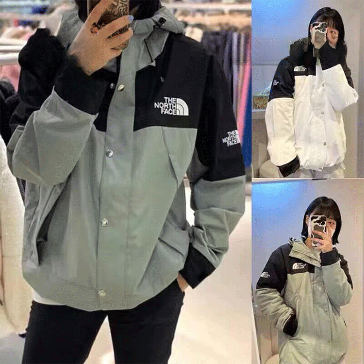 Cross-Border Wholesale Color-Blocking Hooded Jacket Tnf Coat Spring and Autumn Jacket North Face Trendy Brand Embroidered Windproof Waterproof