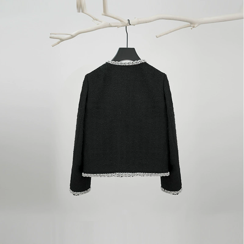 Шерстящее пальто, короткая куртка, круглый воротник, стиль Chanel, высококачественный стиль