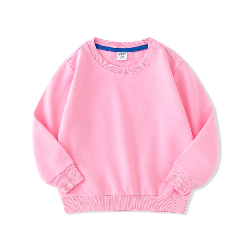 Children's sweatshirt wholesale round neck pure cotton children's clothing long sleeve hooded top plain solid color simple spring and autumn primary school students' upper garment