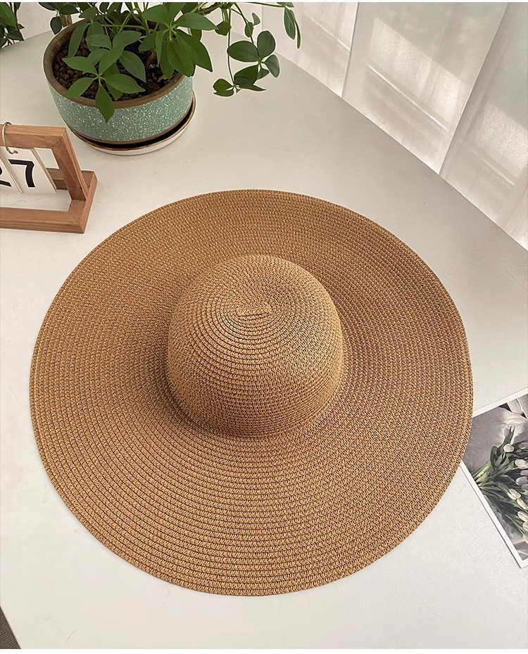 Women's Wide Brim Straw Hat Foldable Beach Sun Hat For Vacation_voghion.com