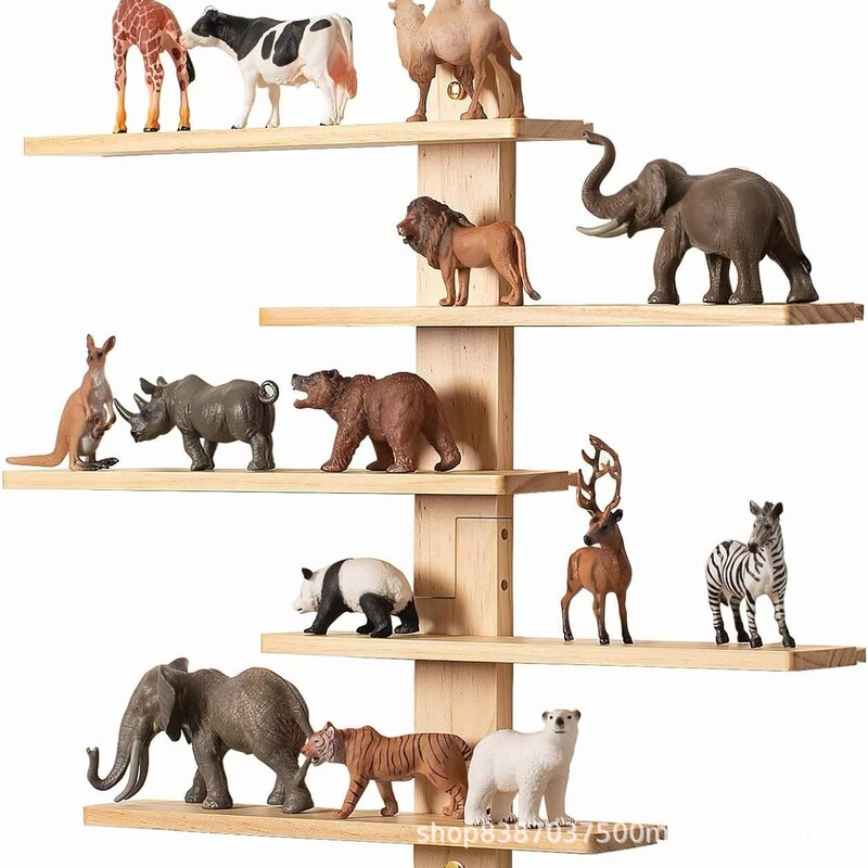Wooden Wall Storage Rack Children's Room Animal Model Display Rack Straight Board Living Room Storage Blind Box Hanging Rack