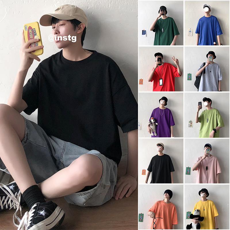 Hong Kong Style 2024 Summer Trbottomy Youth Versatile Pure Color Loose Casual Round Neck Ins Short-Sleeved T-Shirt Bottoming Shirt for Men Hong Kong Style 2024 Summer Trbottomy Youth Versatile Pure Color Loose Casual Round Neck Ins Short-Sleeved T-Shirt Bottoming Shirt for Men