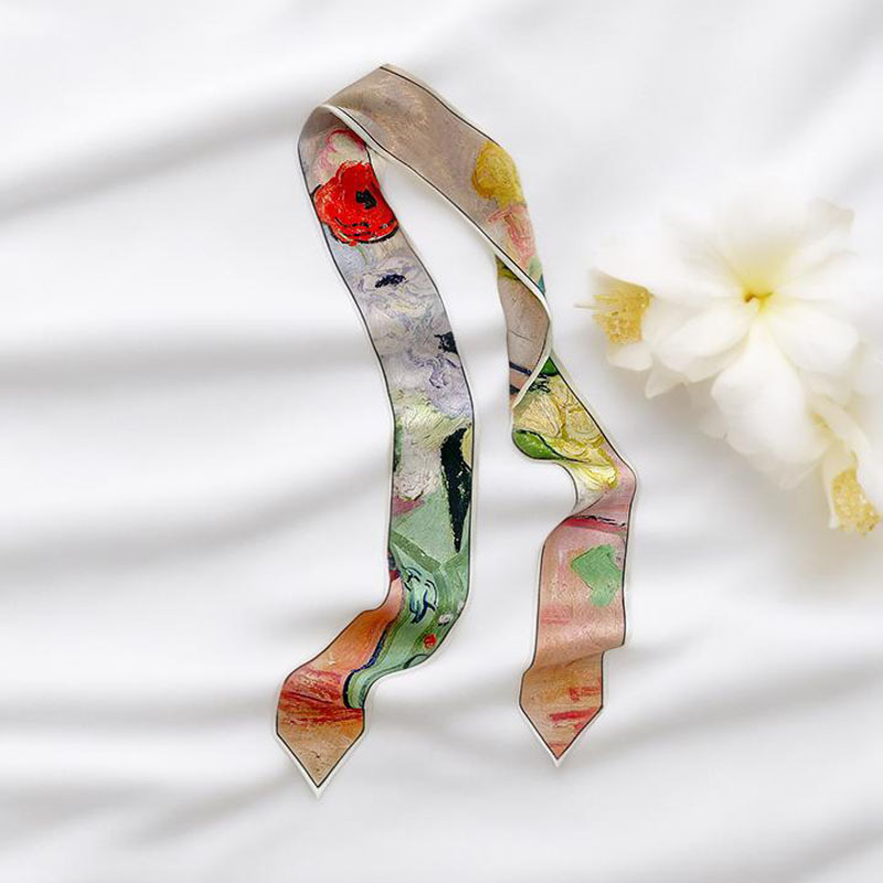 25g Weight Silk Scarf Classification Holiday, Daily, Selfie Occasion Satin Material Flower Pattern Summer Season Women's Gender Fairy Style, Sweet Style Women's Fairy Style Sweet Flower Satin Silk Scarf 6