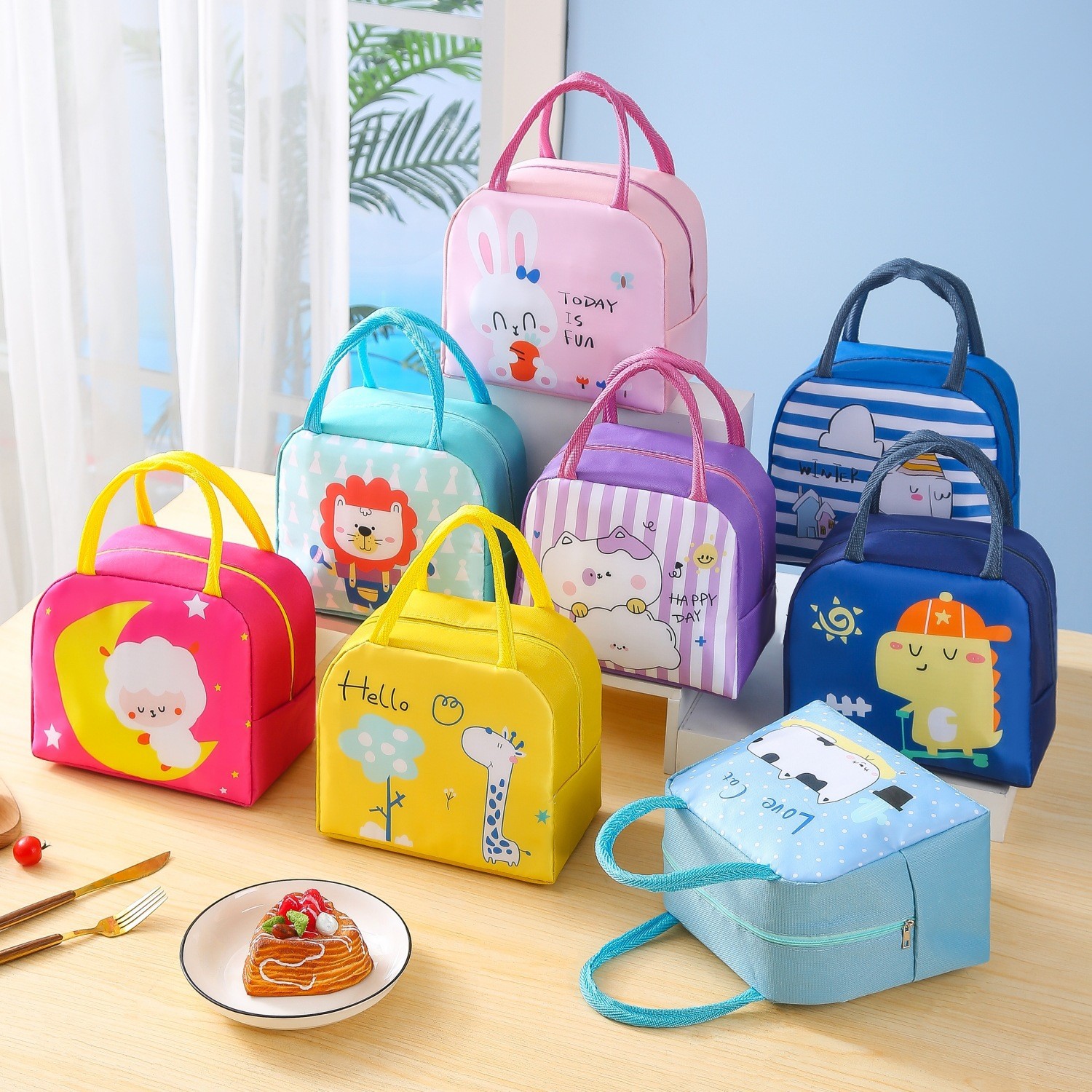 Portable Lunch Box Bag Aluminum Foil Insulated Cartoon Hand-held Pouch Student Office Lunch Bag Child Meal Bag Insulated Pouch
