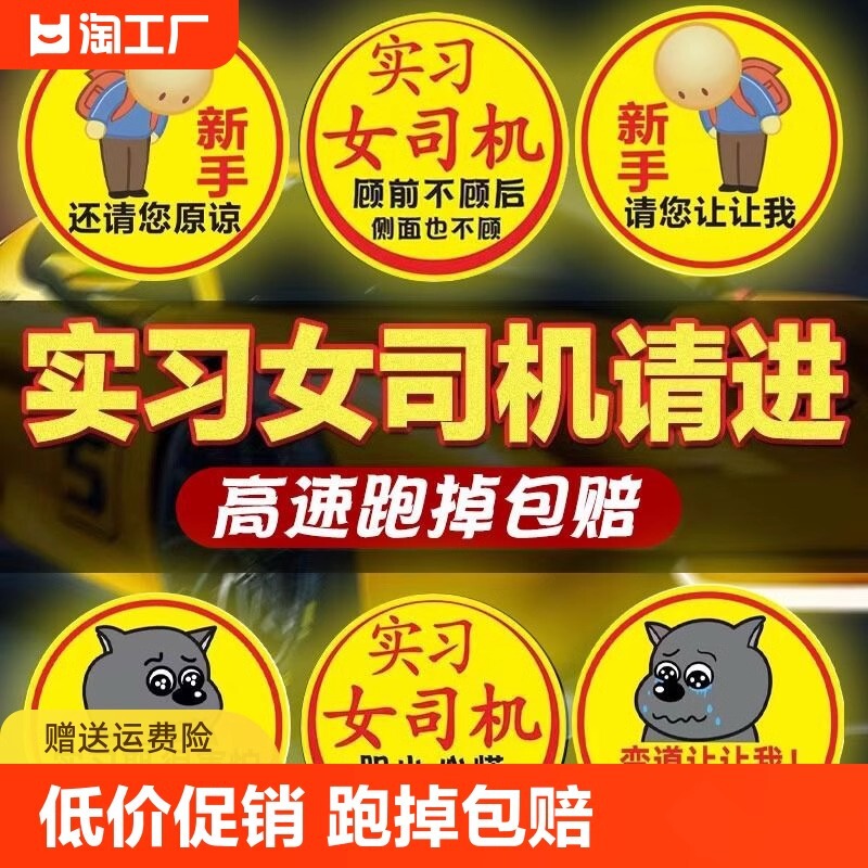 Magnetic Car Stickers for Female Trainee Drivers on the Road, Extra-Large Car Logos, Please Add More Body Stickers