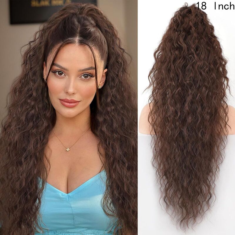 Xuchang ウィッグ Yuanyang 18inch ポニーテールウィッグ女性用ウールカーリーロングカーリーヘアコーンパーマウォーターリップルポニーテールウィッグ女性用|undefined