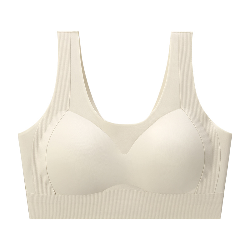 Tire hacia arriba, ropa interior sin costuras, mujeres reunadas, anti-caída, sin anillo de acero, hermoso sujetador trasero, copa de concha integrada, soporte suave