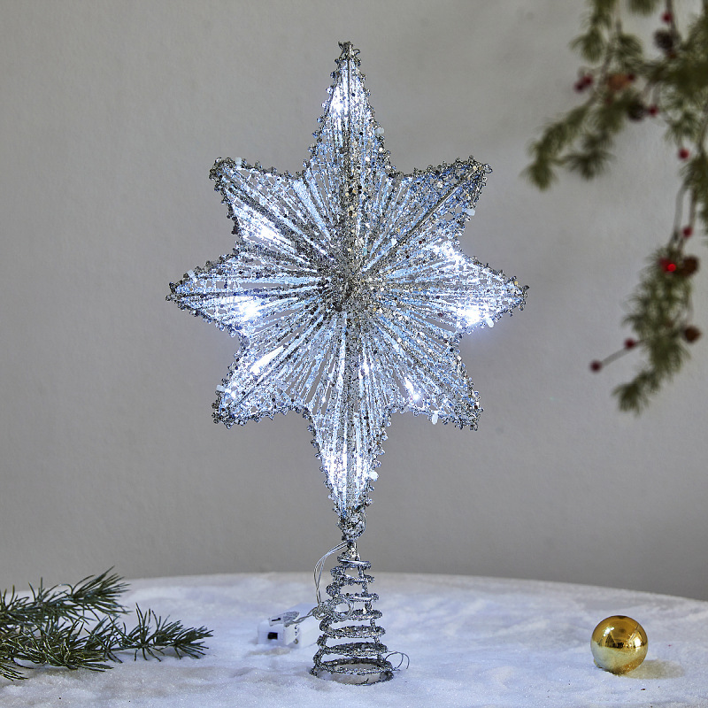 クリスマスハードベースツリートップスター装飾クロスボーダー特別供給立体五芒星鉄グリッター五つ星クリスマス用品|undefined