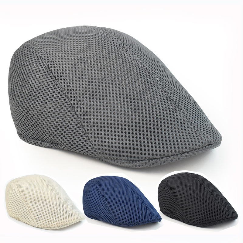 European and American New Style Artistic Beret Thin Solid Color Mesh Forward Cap Unisex Summer British Retro Duckbill Cap Cross