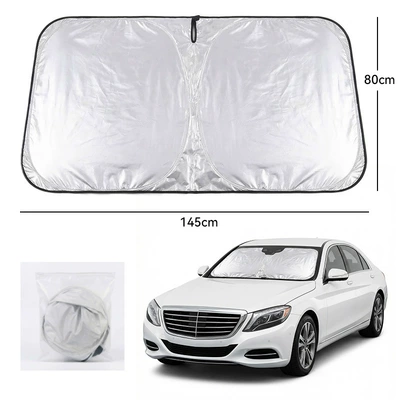 Heat Insulation Sunshade, Anti-Glare Sunshade | Sun shade - full-blackout-titanium-silver-single-layer-front-rail-large-size-sealed-bag