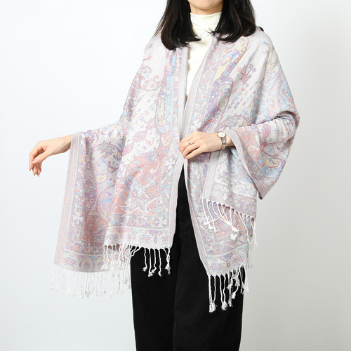 Cross-border scarf with ethnic floral pattern, apple-shaped tassels, new spring and autumn cotton ladies' long scarf, headscarf