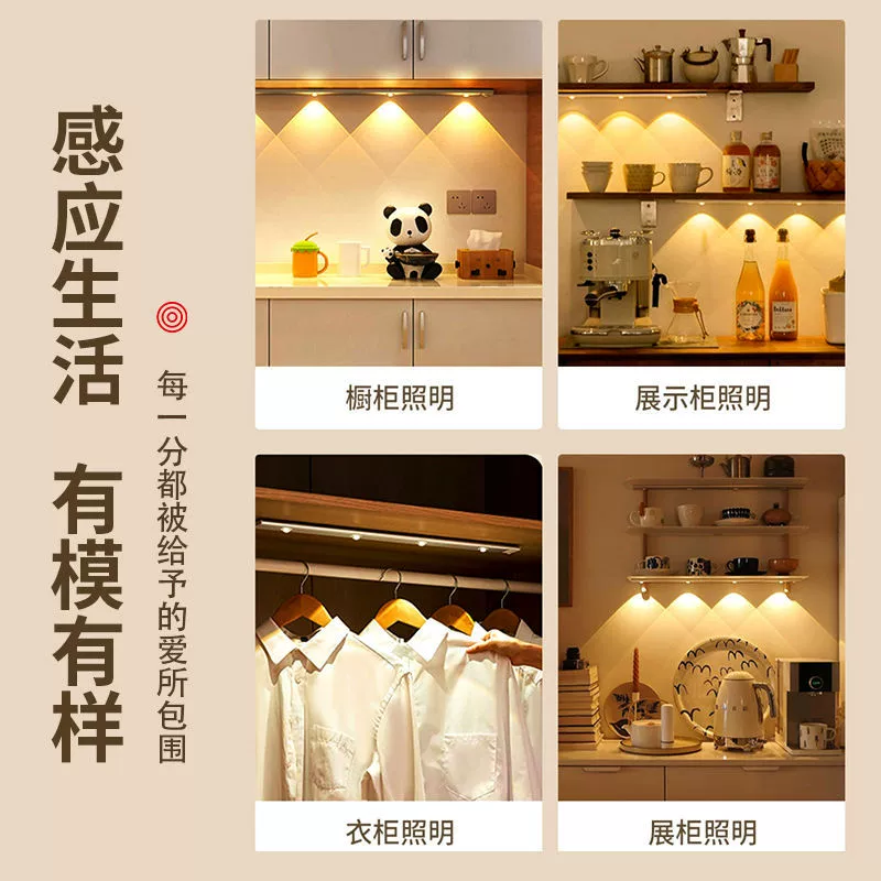 Induction rechargeable physiological magnetic light strip for wardrobe, human sensor, cat's eye